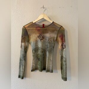 90’s Sheer Artistic Long Sleeve Top